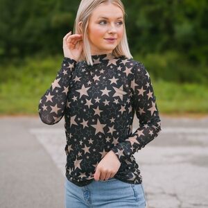 Go Team Go Mesh Long Sleeve Starry Top